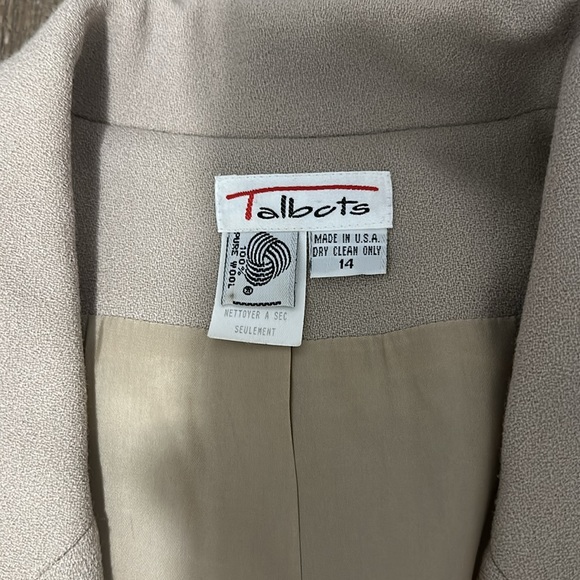 VTG Talbots Beige Tan 100% Wool Petite 14 Women’s Blazer Made In USA - Picture 2 of 2